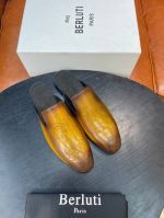 Berluti Black and yellow calfskin Leather Shoes-Berluti Man Business Leather Shoes